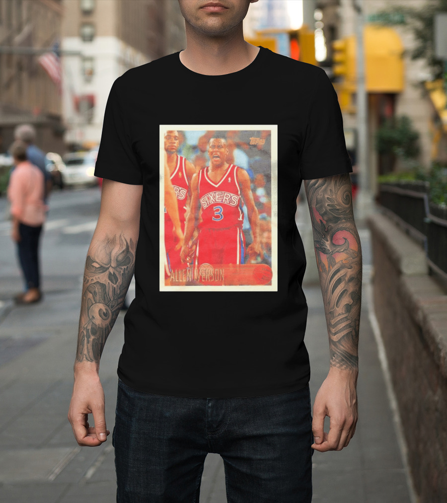 Allen Iverson Topps Philadelphia 76ers NBA Card T-Shirt