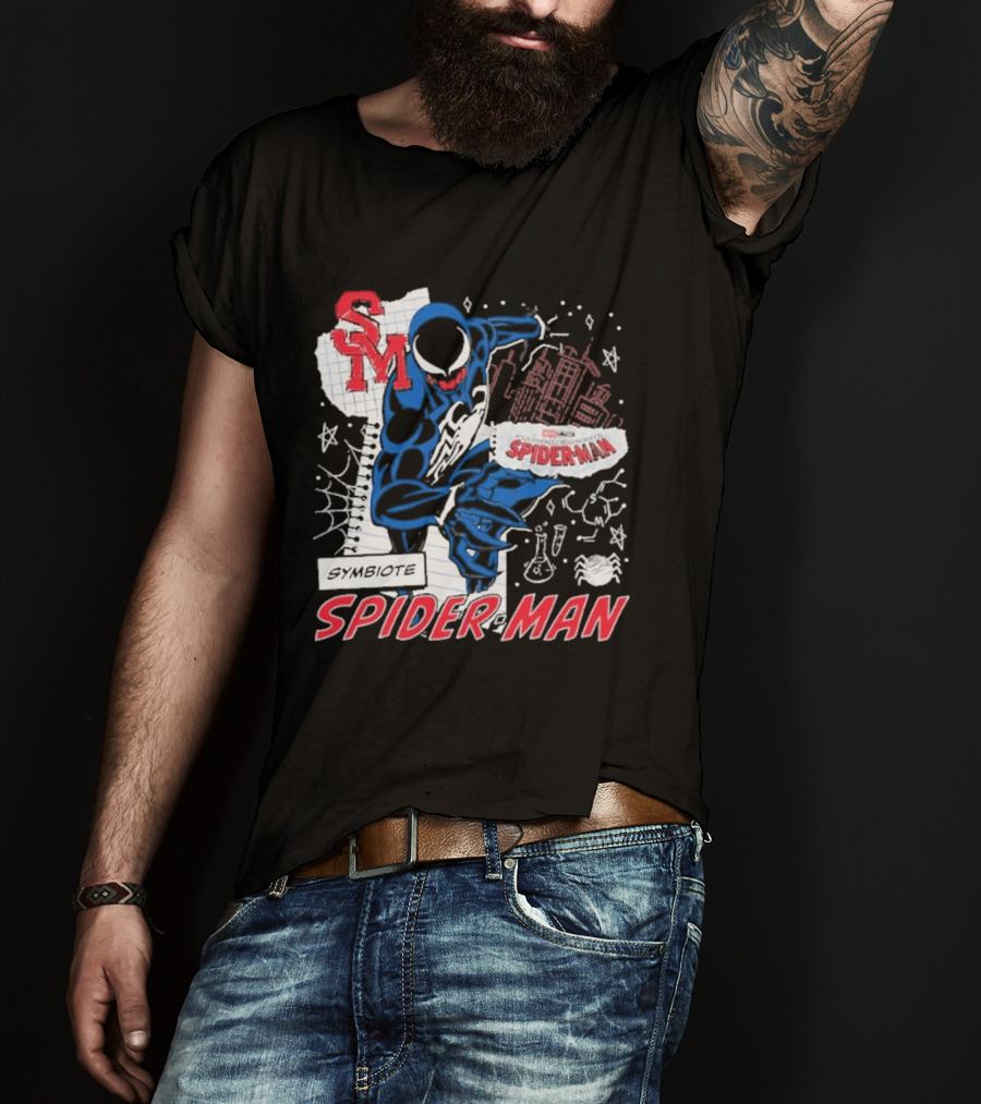 Marvel Symbiote Spider Man Sketch SM Spiderman In City Scene T-Shirt