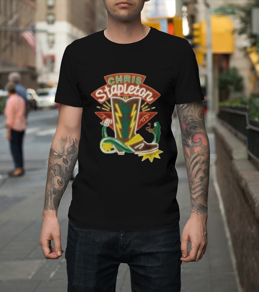 Chris Stapleton All America Road Tour Neon Boot And Snake T-Shirt