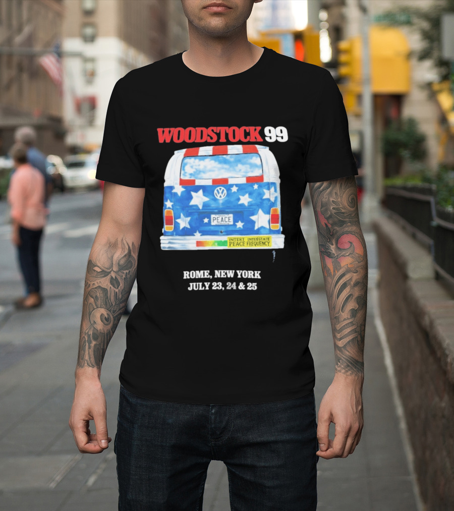 Woodstock 99 Something Very Bad is Going to Happen Peace Frequency VW Van T-Shirt