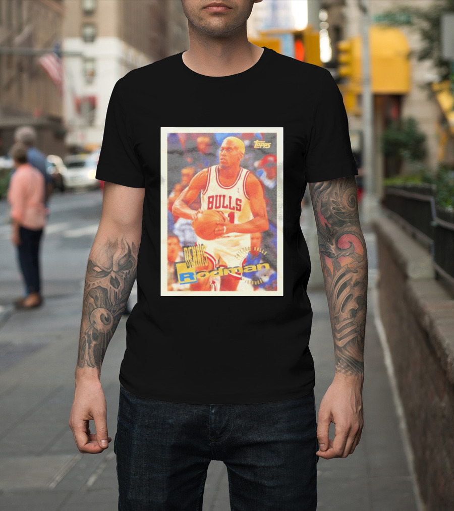 Dennis Rodman Chicago Bulls Topps Card NBA Forward T-Shirt