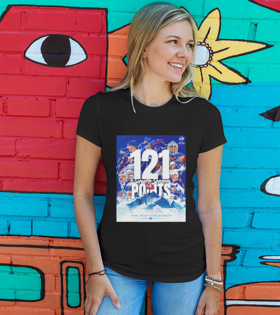 Colorado Avalanche 121 Single Season Points New Franchise Record T-Shirt