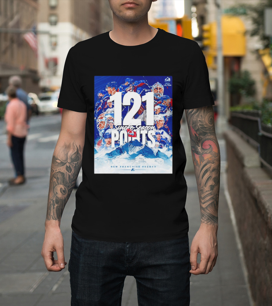 Colorado Avalanche 121 Single Season Points New Franchise Record T-Shirt