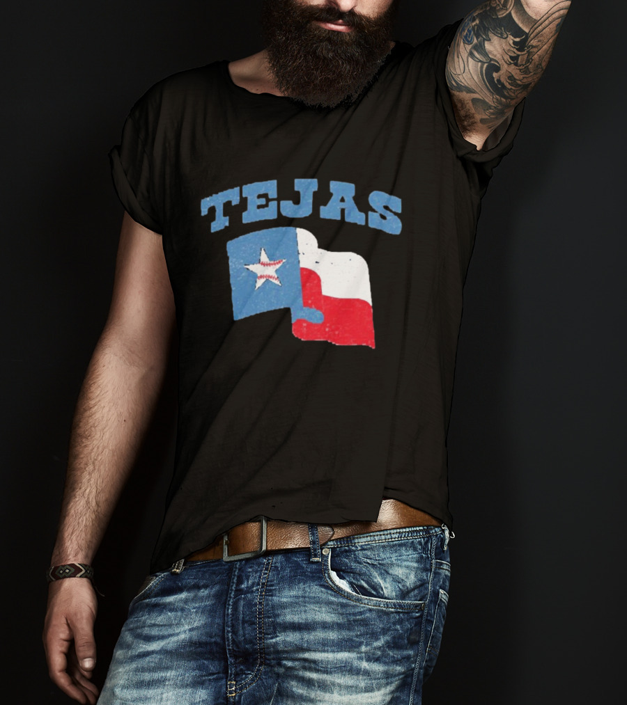 TEJAS Texas Flag With Baseball Star T-Shirt