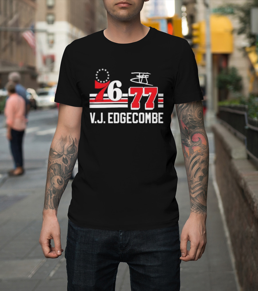 Philadelphia 76ers VJ Edgecombe 76 77 NBA Number T-Shirt