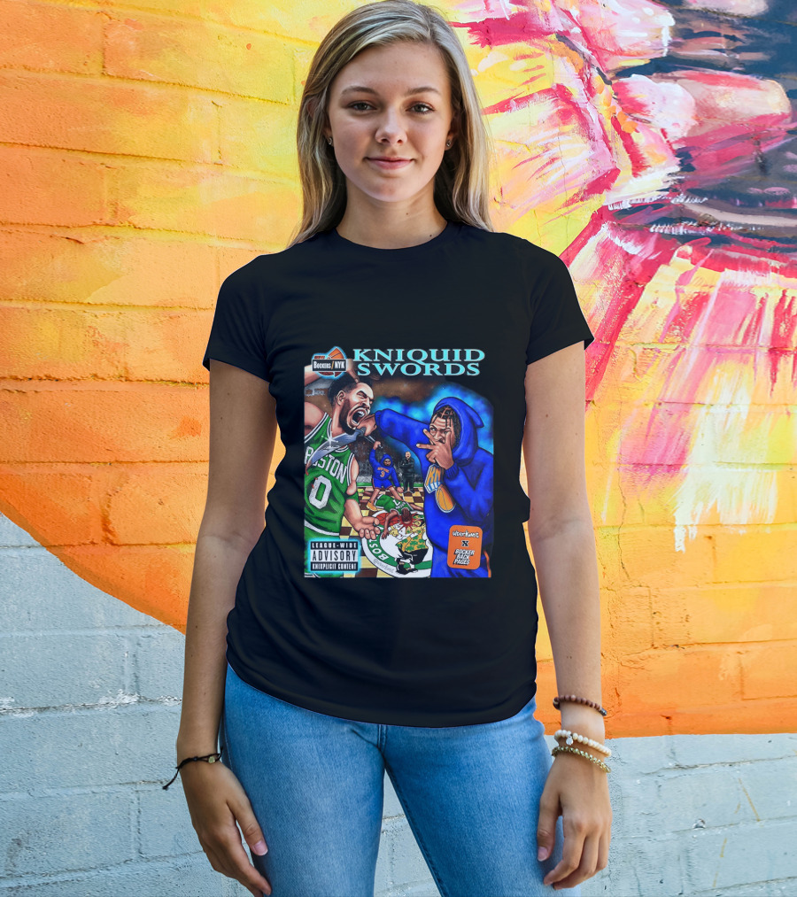 Kniquid Swords Bokers NYK Knixploitation Parental Advisory Uberkunst Bocker Back Pages T-Shirt