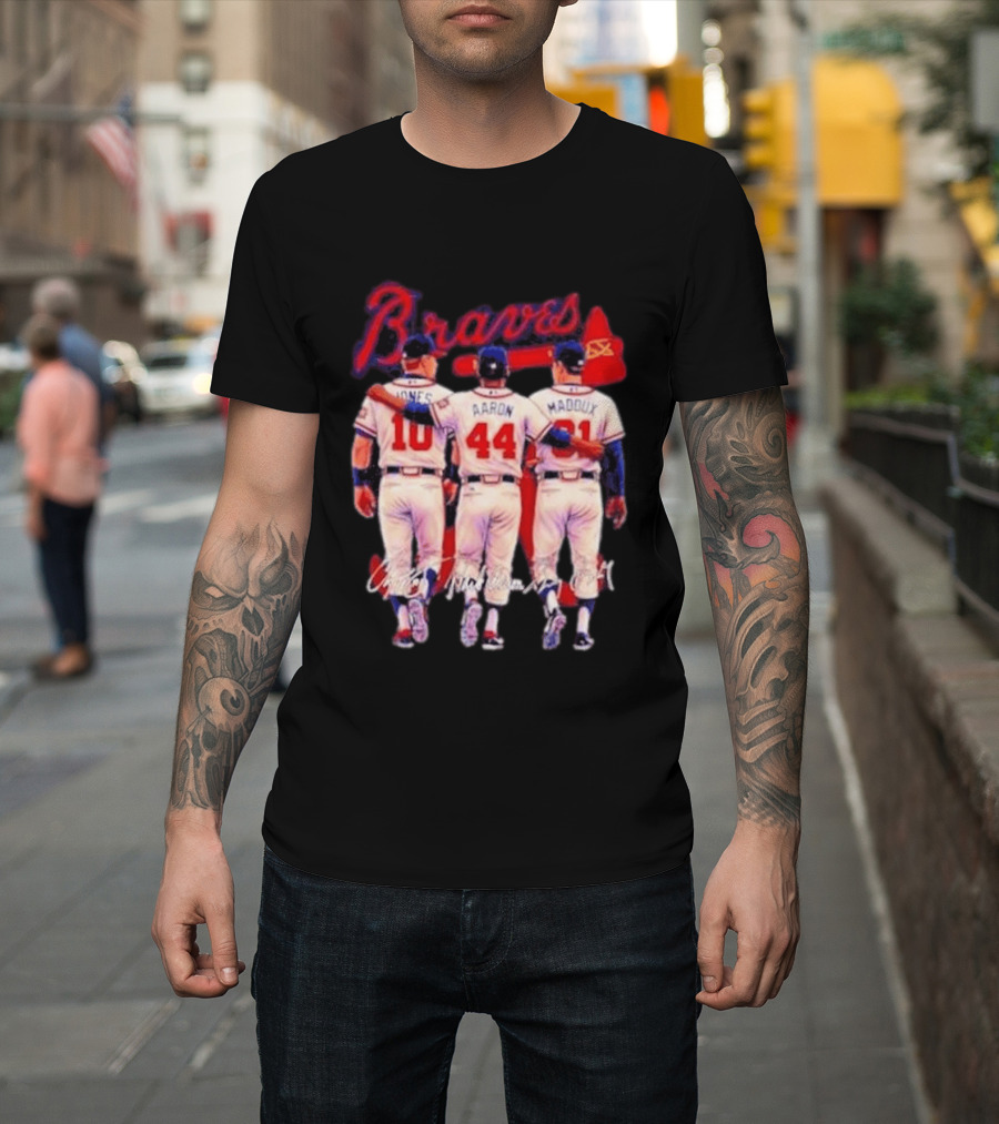 Atlanta Braves Jones Aaron Maddux Iconic Baseball Legends T-Shirt