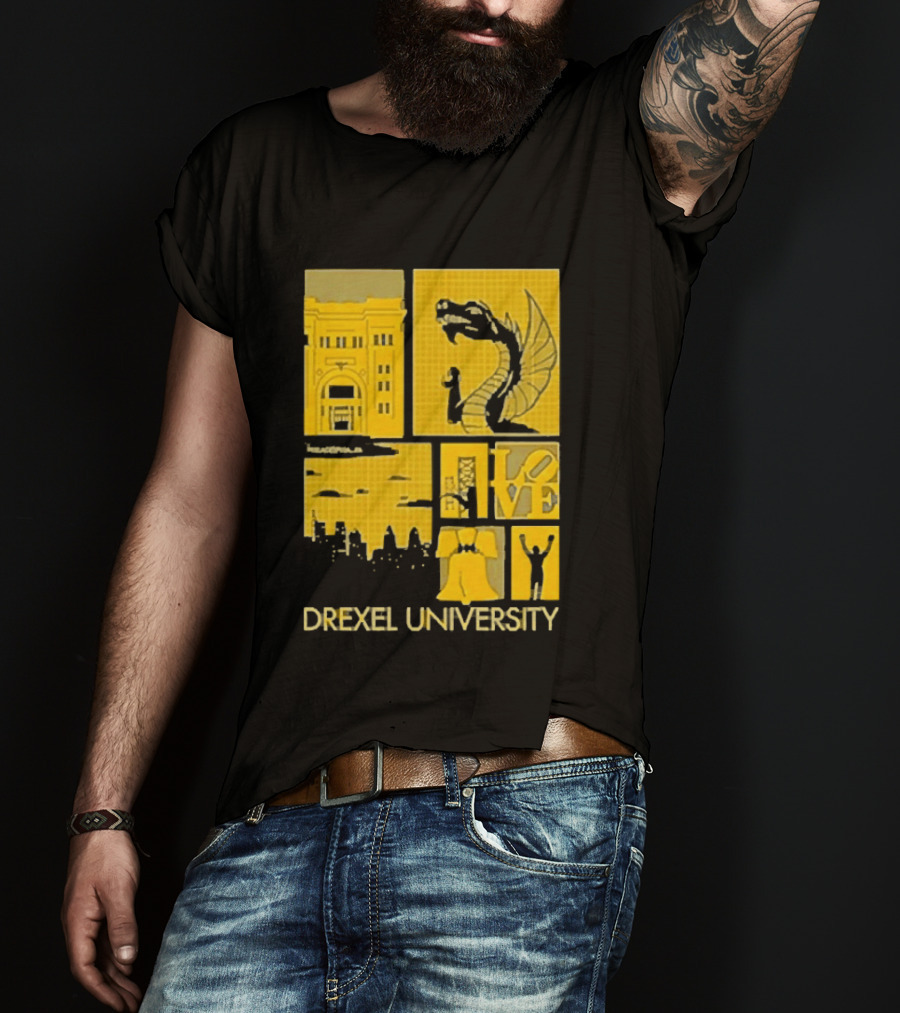 Drexel University Dragons Skyline Liberty Bell Icon Philadelphia T-Shirt