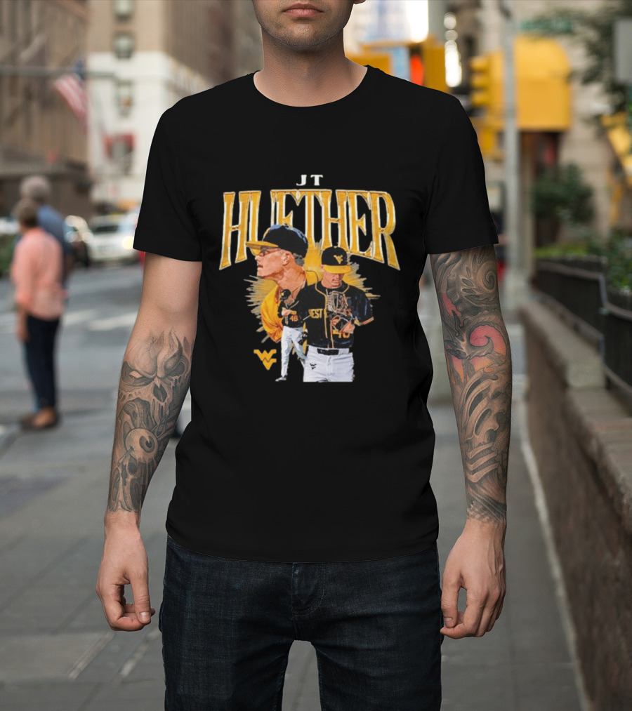 JT Huether West Virginia Mountaineers Baseball Player WV T-Shirt