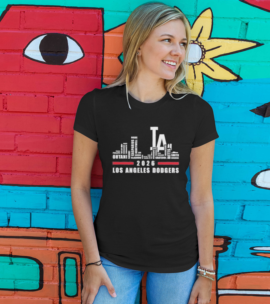 Los Angeles Dodgers 2025 City Skyline Greatest Of All Time Players T-Shirt