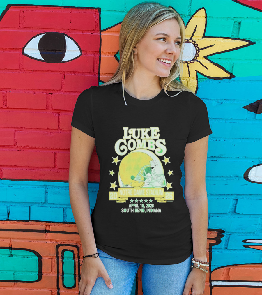 Luke Combs Notre Dame Stadium April 18 2026 South Bend Indiana Helmet Football Event T-Shirt