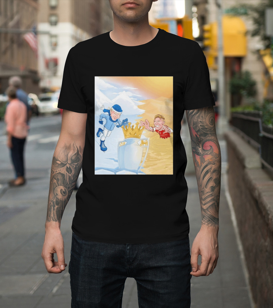Manchester City Versus Arsenal April 2026 Premier League Title Showdown Cartoon T-Shirt