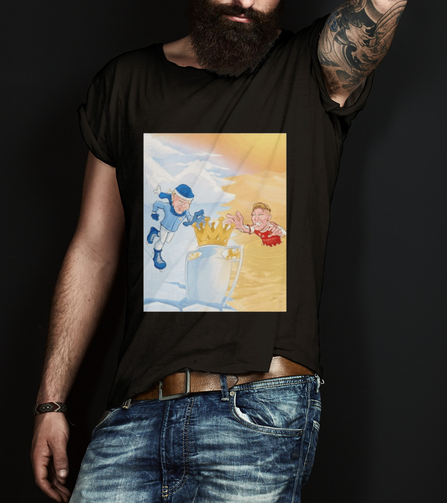 Manchester City Versus Arsenal April 2026 Premier League Title Showdown Cartoon T-Shirt