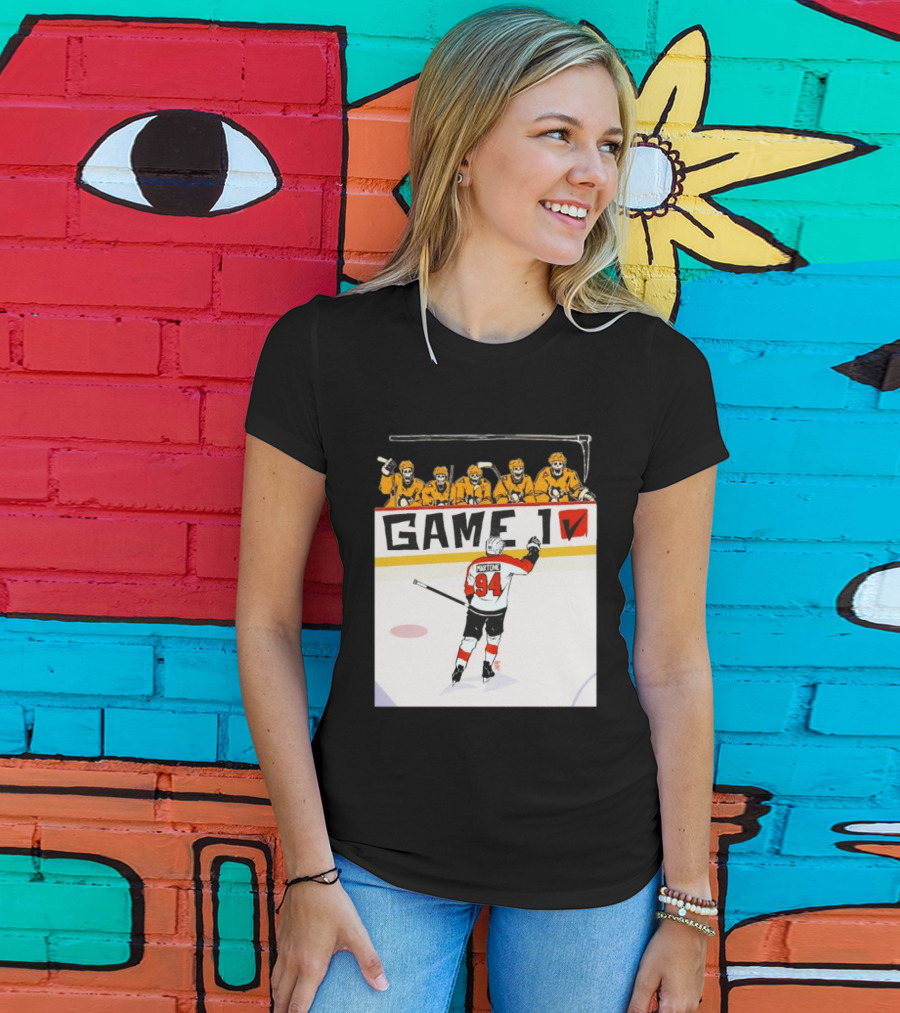 Philadelphia Flyers Porter Martone Celebrates Game 1 Win Over Pittsburgh Penguins T-Shirt