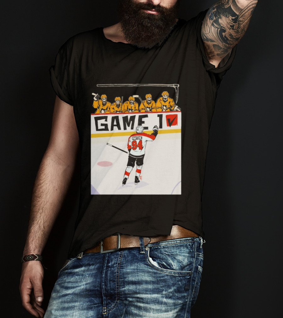 Philadelphia Flyers Porter Martone Celebrates Game 1 Win Over Pittsburgh Penguins T-Shirt