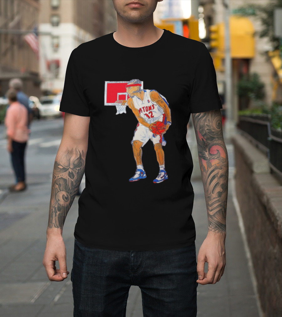 Richard Hamilton Pistons Let It Rip 32 Basketball Action T-Shirt