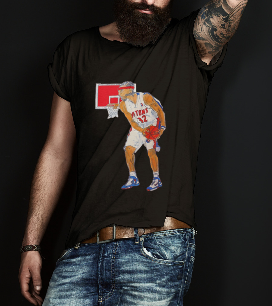 Richard Hamilton Pistons Let It Rip 32 Basketball Action T-Shirt