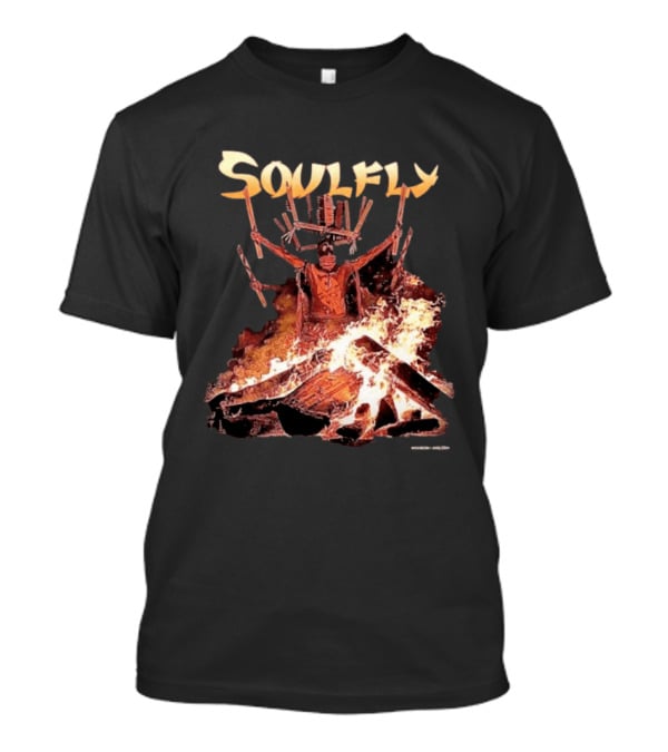 Soulfly Chama Tribal Warrior With Flaming Bonfire T-Shirt