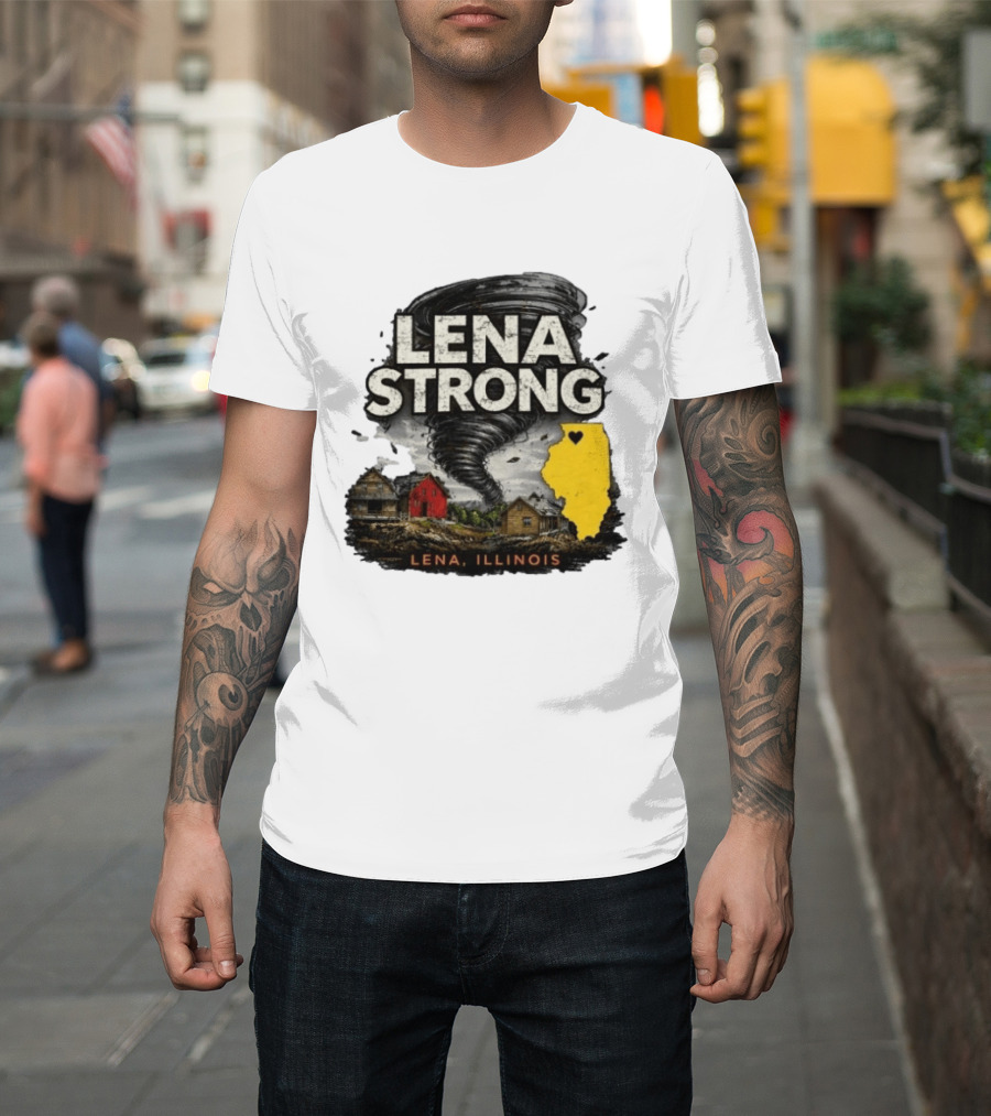 Lena Strong Illinois Tornado Heart Support T-Shirt