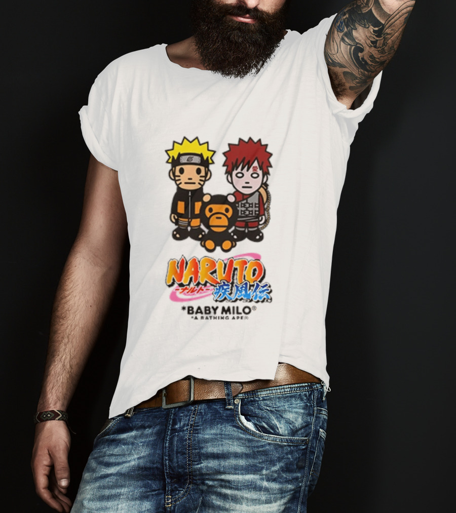 Naruto Baby Milo A Bathing Ape Collaboration With Gaara And Baby Milo Characters T-Shirt