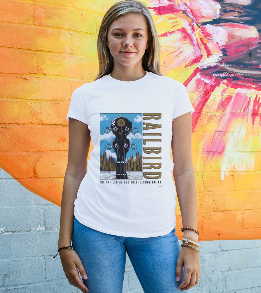 Railbird Festival June 6 7 2026 The Infield At Red Mile Lexington KY Banjo And Horseshoe T-Shirt