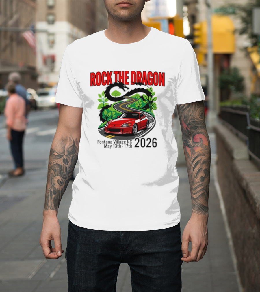 Rock The Dragon Fontana Village NC 2026 Red Car May 15th 17th T-Shirt