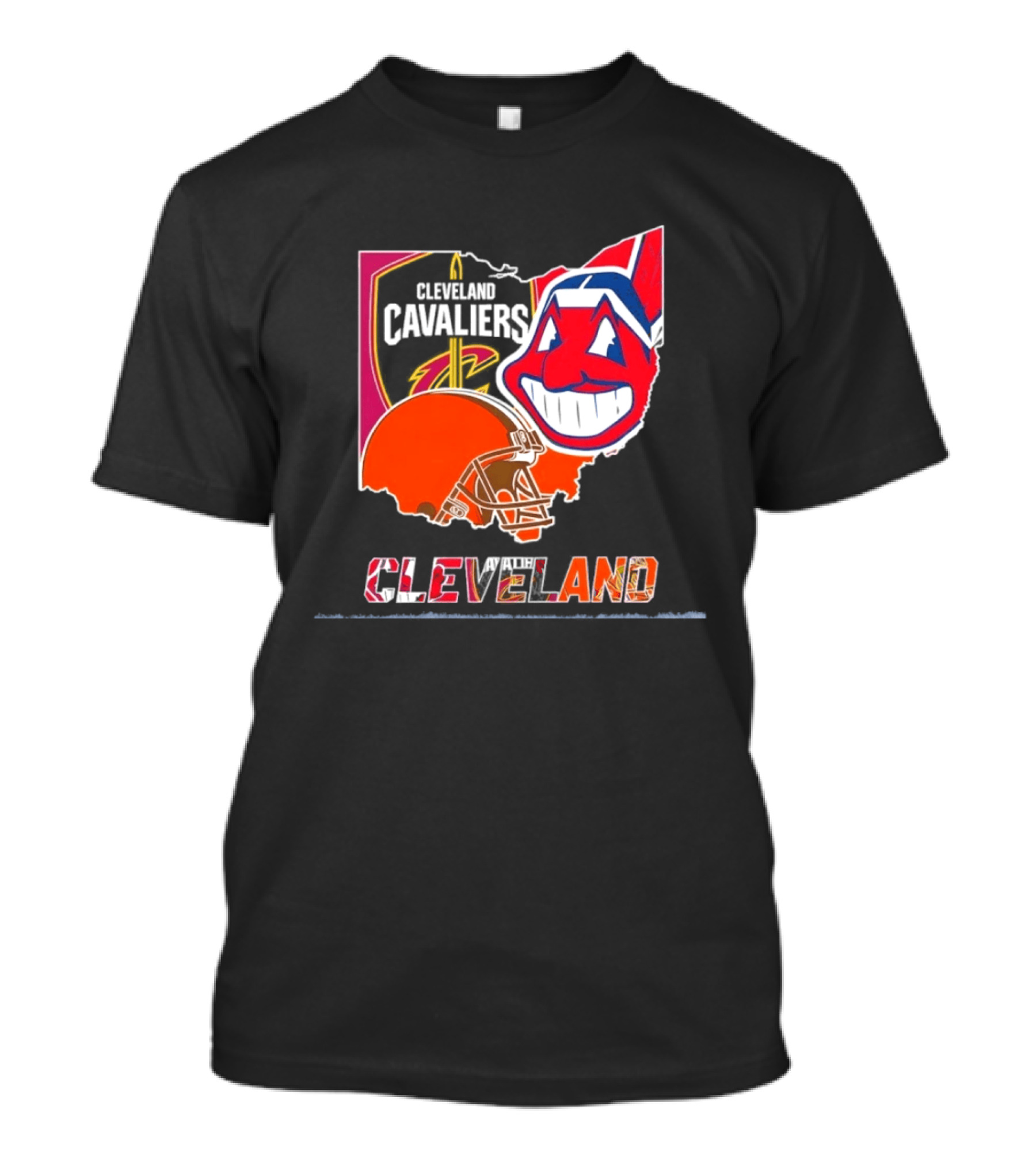 Cleveland Cavaliers Browns Indians 2026 Team Sport Map T-Shirt