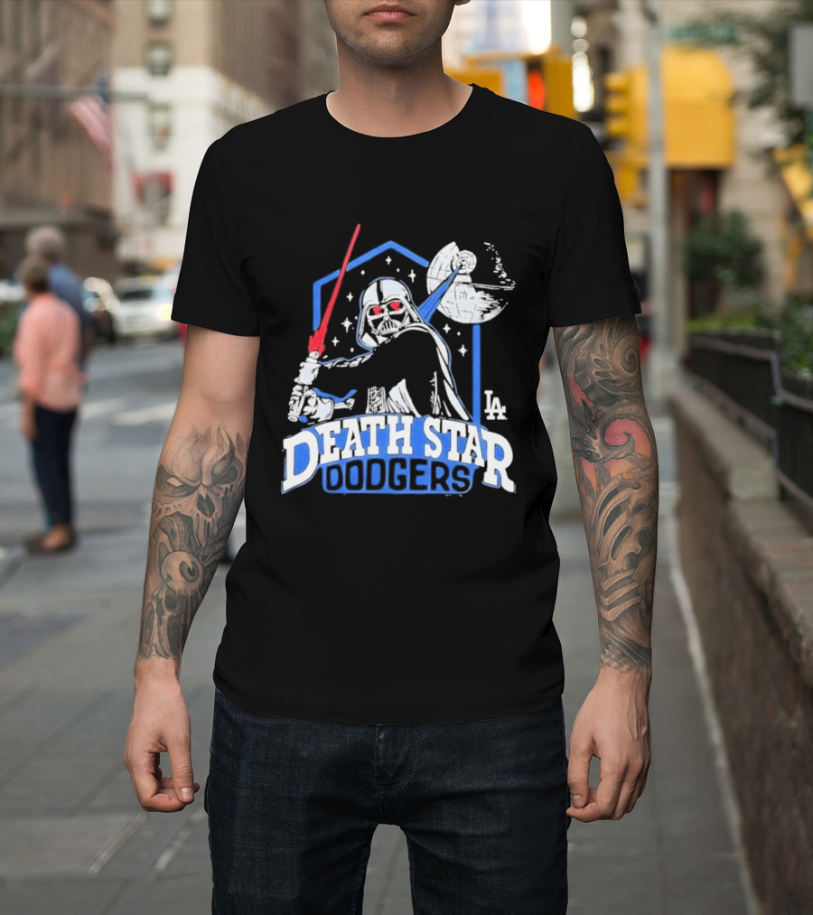 Death Star Dodgers LA Dark Side Star Wars Vader Mashup T-Shirt