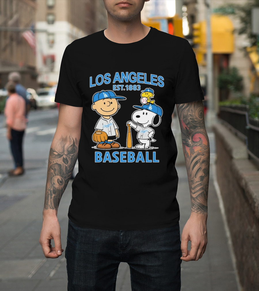 Los Angeles Baseball Est. 1883 Snoopy Woodstock Peanuts Brown T-Shirt