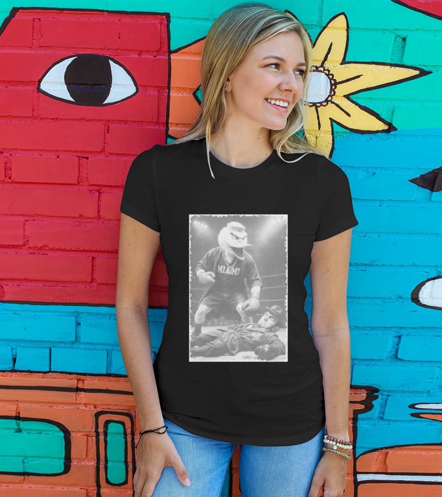 Miami Hurricanes Victory Mascot Dominating Classic Leprechaun Boxing Ring T-Shirt