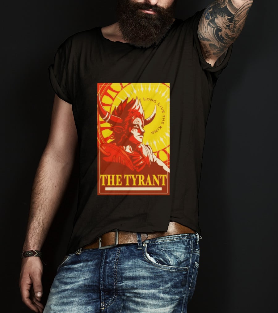 The Tyrant Long Live The King Anime Warrior With Horns Royal Sunburst T-Shirt