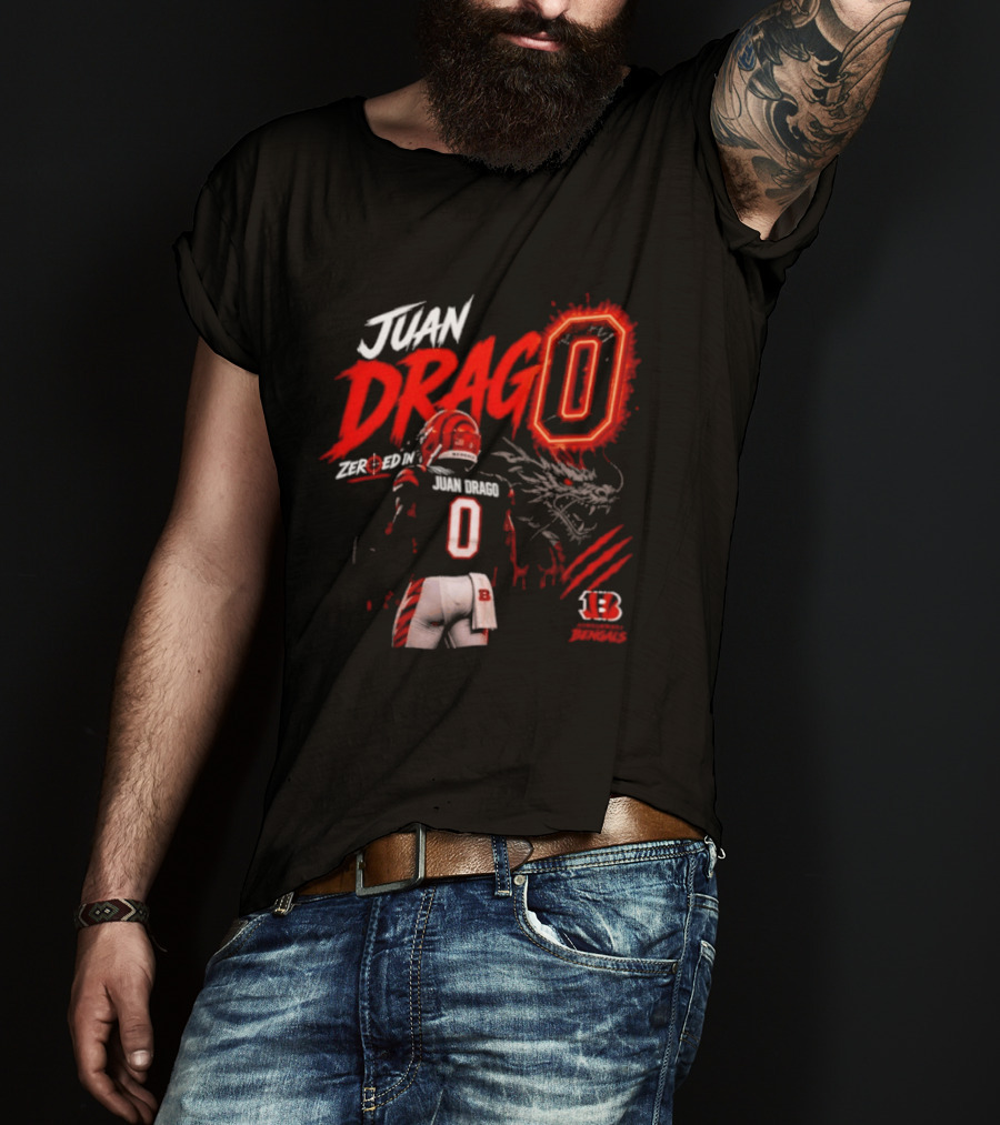 Juan Drago 0 Cincinnati Bengals Dragon Claw Football T-Shirt