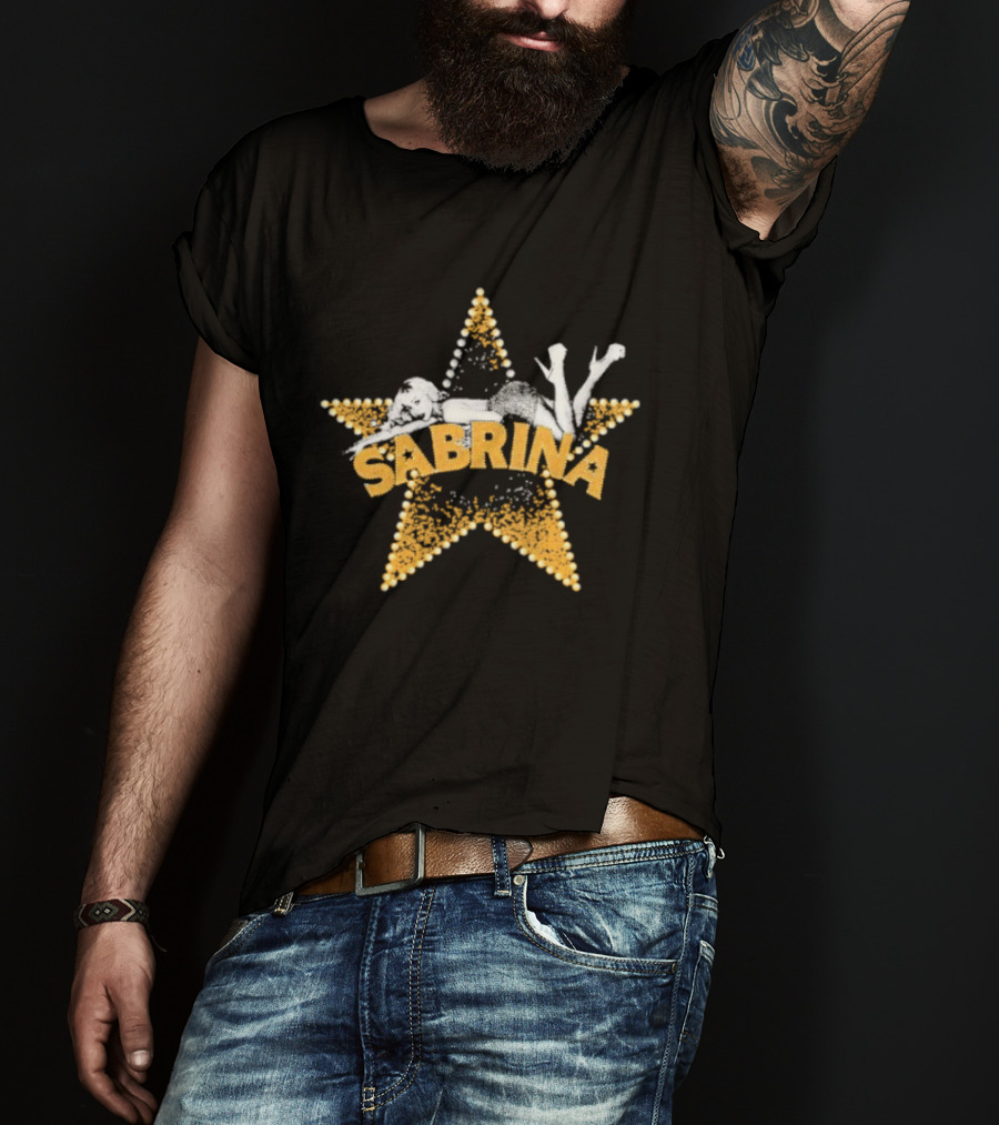 Sabrina Yellow Star With White Outline And Figure T-Shirt