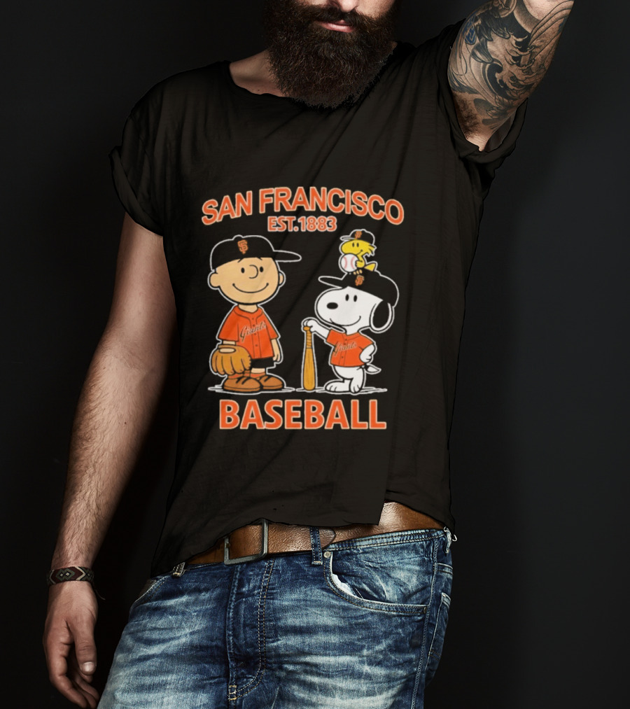 San Francisco Est 1883 Snoopy Baseball Charlie Brown Giants T-Shirt