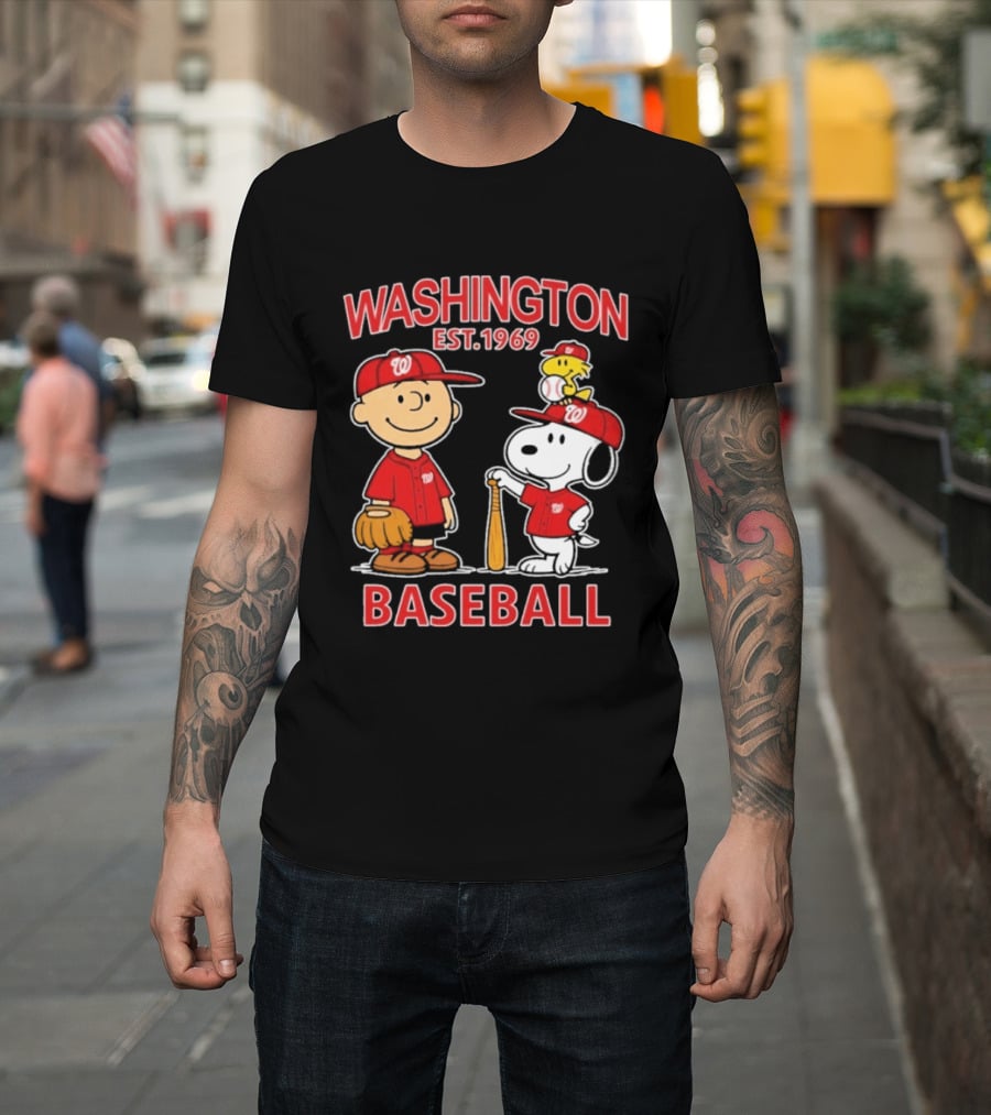 Washington Est. 1969 Snoopy Woodstock Baseball Redcaps T-Shirt