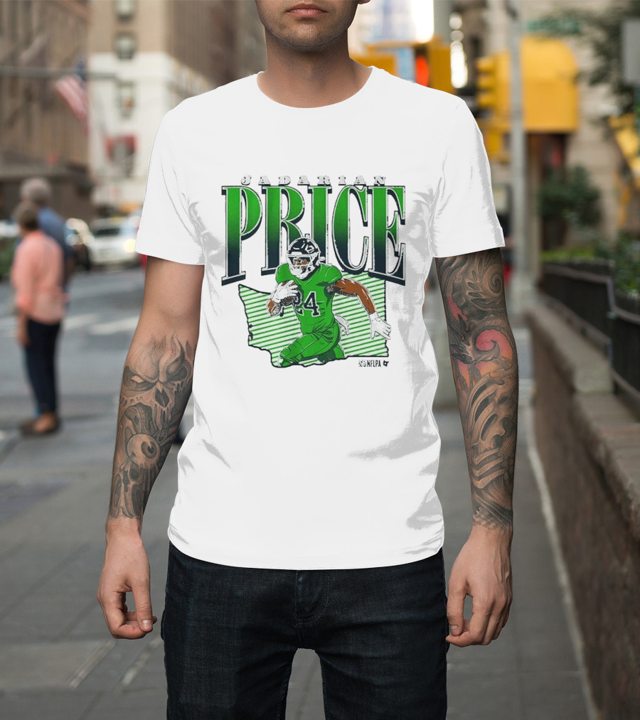 Jadarian Price 24 Green Football Graphic Remix T-Shirt