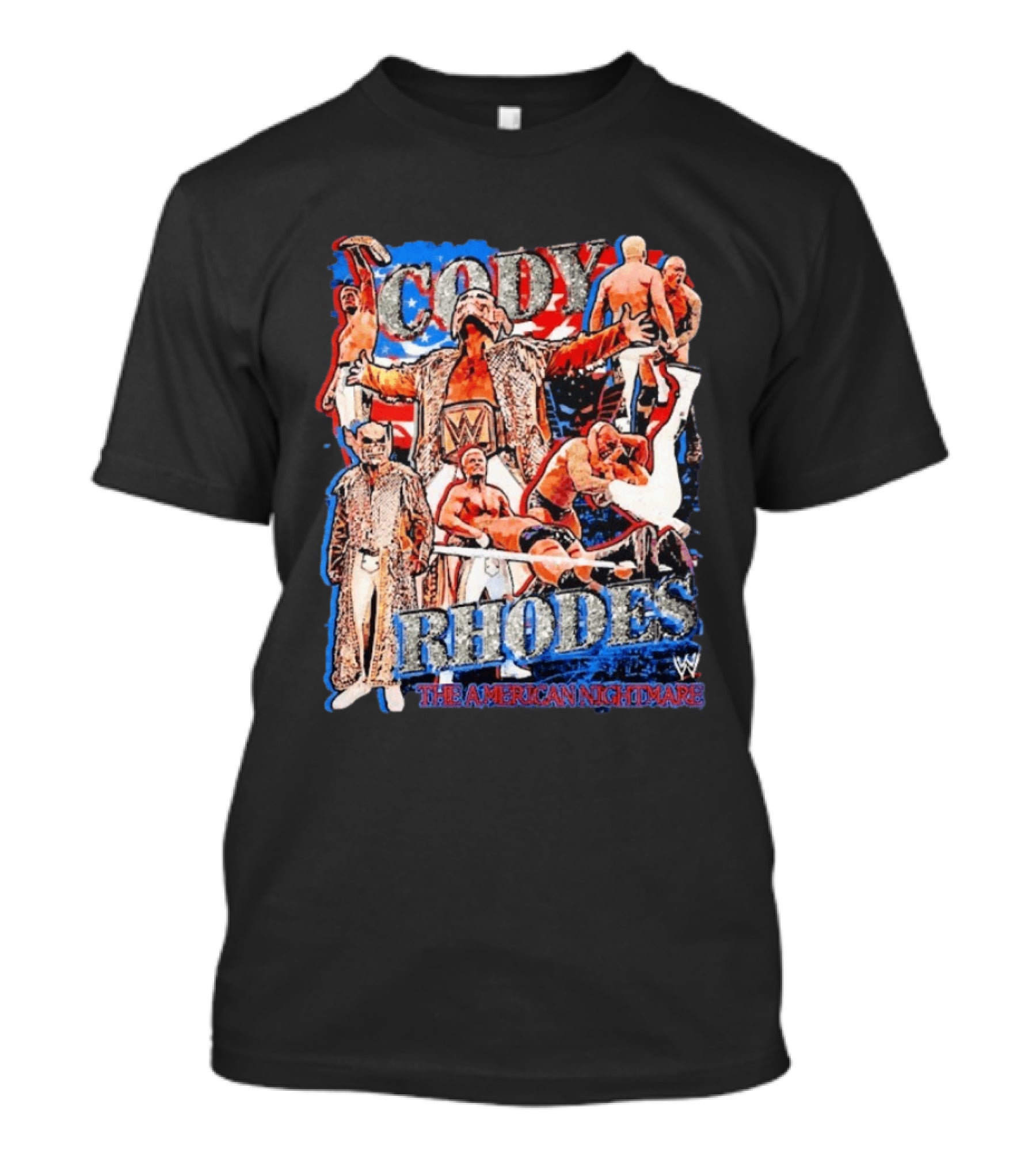 Cody Rhodes WWE The American Nightmare Red White Blue Collage T-Shirt