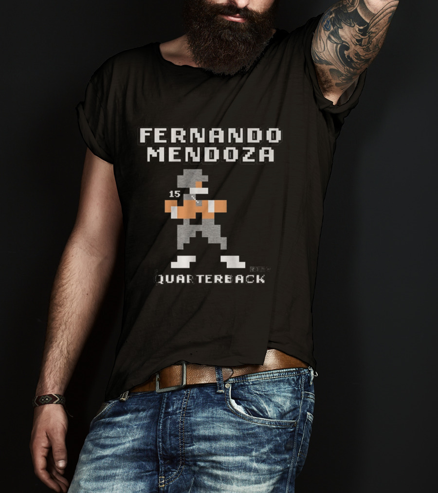 Fernando Mendoza Quarterback 15 Retro Pixel T-Shirt
