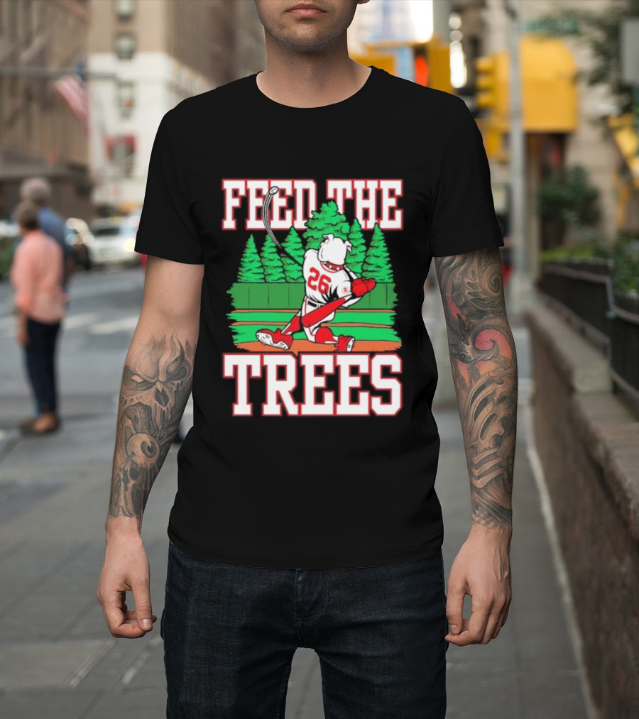 Georgia Bulldogs Feed The Trees Baseball 26 Player Swinging Bat T-Shirt