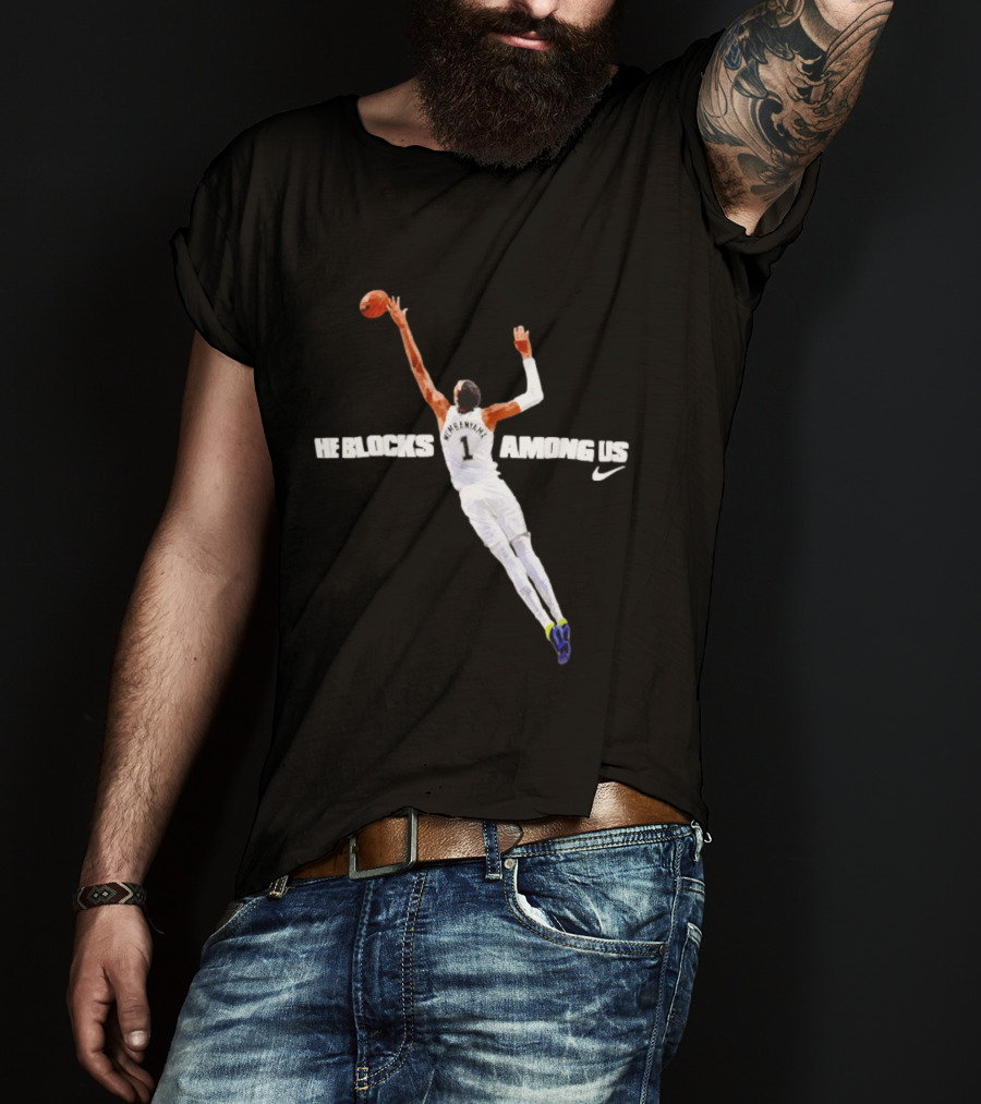 Victor Wembanyama He Blocks Among Us Number 1 Nike Basketball 2026 T-Shirt