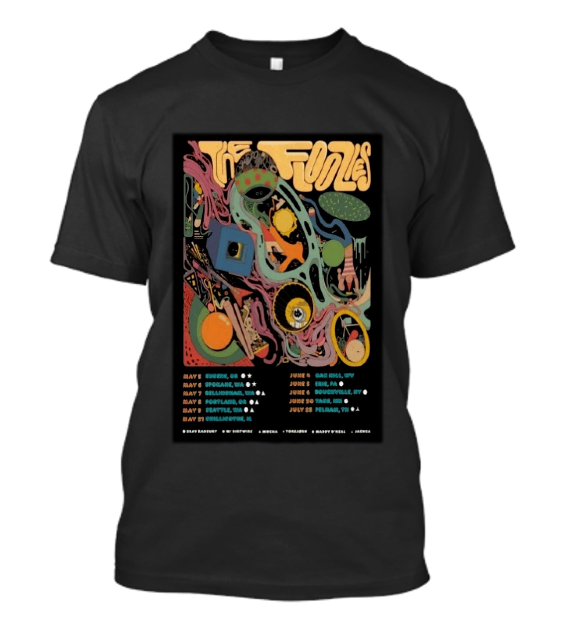 The Floozies Summer 2026 Tour Eugene Spokane Bend Portland Seattle Charlottesville Dates T-Shirt