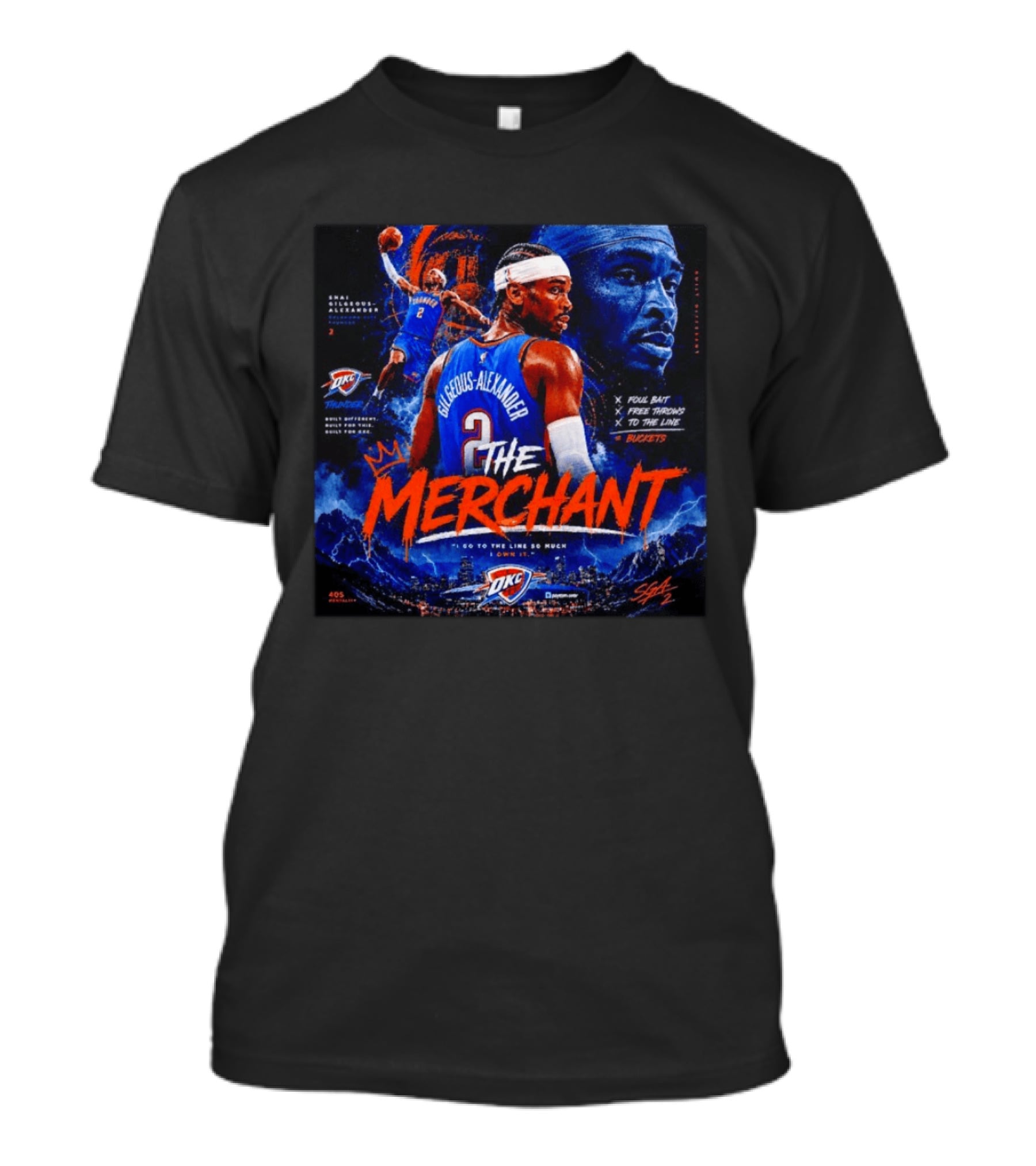Shai Gilgeous Alexander The Merchant Oklahoma City Thunder Buckets Collage T-Shirt