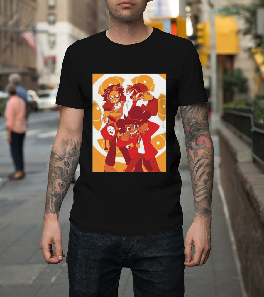 Epilogue Mural Red And White Cartoon Characters With Unique Hairstyles And Outfits T-Shirt