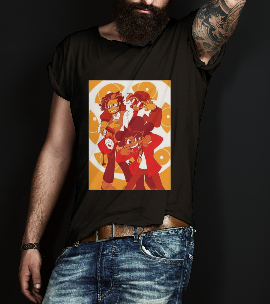 Epilogue Mural Red And White Cartoon Characters With Unique Hairstyles And Outfits T-Shirt