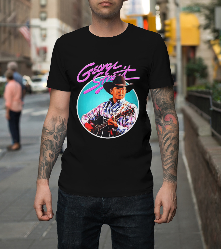 George Strait Country Music Legend Cowboy Hat And Guitar T-Shirt