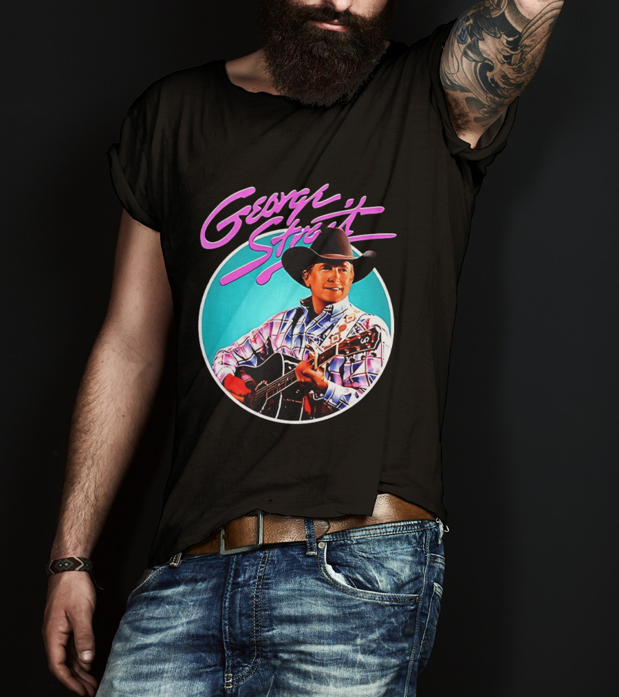 George Strait Country Music Legend Cowboy Hat And Guitar T-Shirt