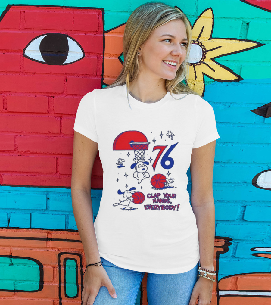 Ghost Bongo Sixers 76 Clap Your Hands Everybody Basketball Stars T-Shirt