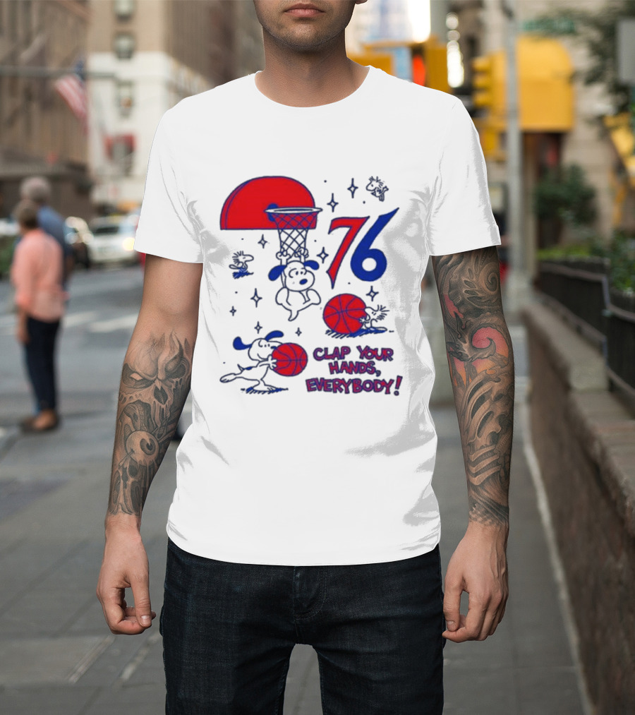 Ghost Bongo Sixers 76 Clap Your Hands Everybody Basketball Stars T-Shirt