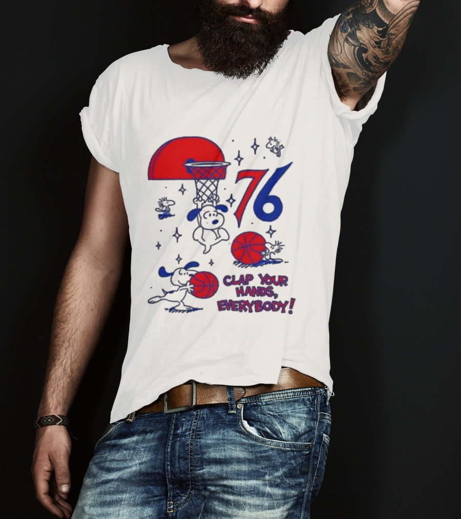Ghost Bongo Sixers 76 Clap Your Hands Everybody Basketball Stars T-Shirt