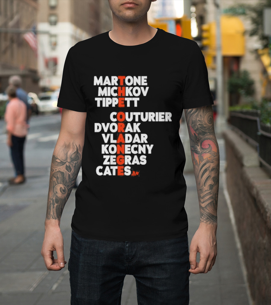 Philadelphia Hockey Martone Michkov Tippett The Orange Names Couturier Dvorak Vladar Konecny Zegras Cates T-Shirt